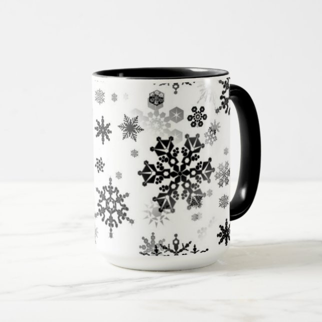 Taza Café cerámico Mug-Black Snowflakes (Anverso derecho)