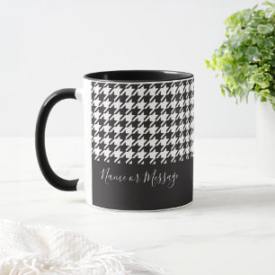 Taza Café Clásico Moderno de Piedra de Houndstooth en B