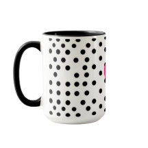Café con Corazón Rosa Caliente y Lunares en Blanco