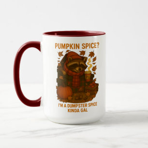 Taza Café con especias de calabaza divertido mapache de