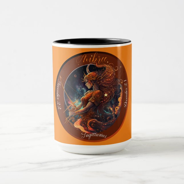 Taza Café con fecha de Personalizable Sagittarius Zodia (Centro)