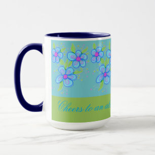 Taza Café con flores azules