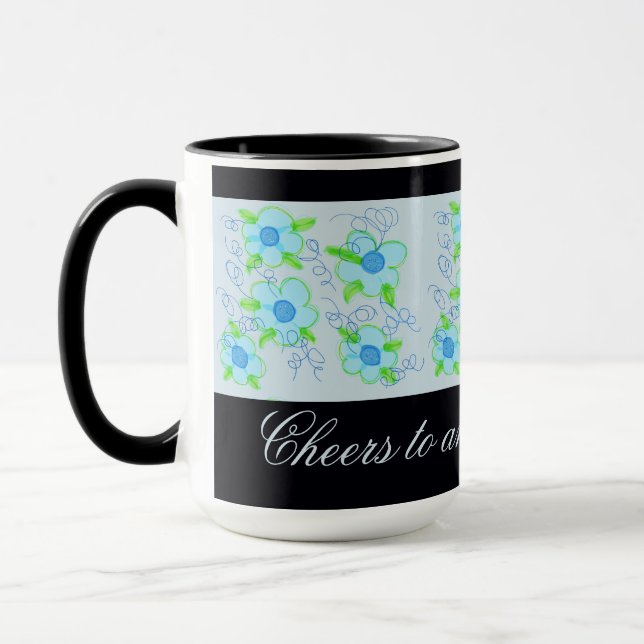 Taza Café con flores azules (Izquierda)