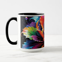 Taza Café con flores de arcoiris