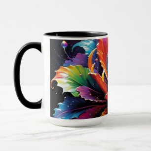 Taza Café con flores de arcoiris