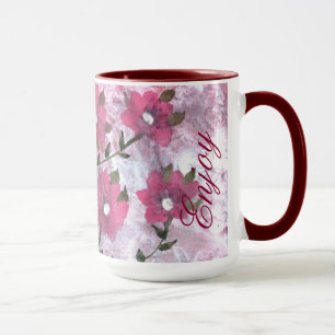 Taza Café con flores de magenta