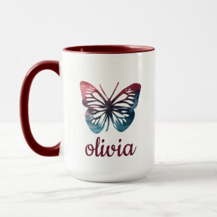 Taza Café con mariposa azul personalizado