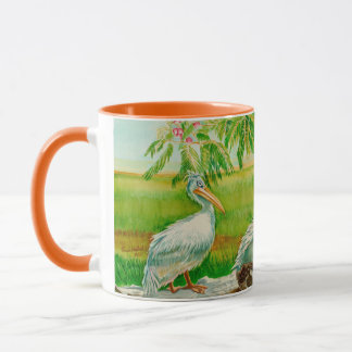 Taza Café con pelícanos, aves, zoológicos