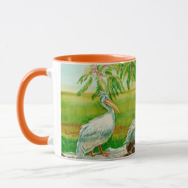 Taza Café con pelícanos, aves, zoológicos (Izquierda)