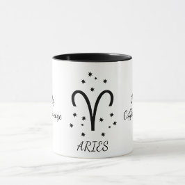 Taza Café de Aries con Tipografía Simple Zodiaco
