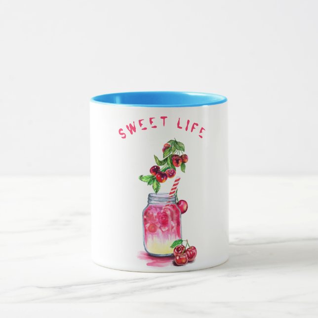 Taza Café de bebida de cerezo Mug - Texto Personalizado (Centro)