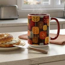 Café de bosque de otoño moderno de mediados de sig