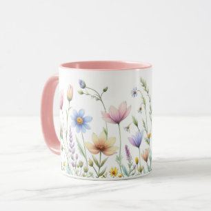 Taza Café de diseño de flor acuarela caprichosa