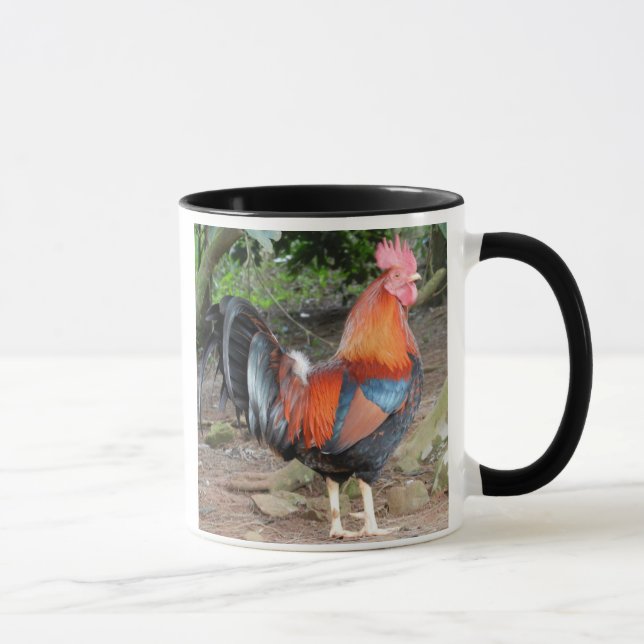 Taza Café de gallo, tazón de gallo, gallo rojo (Derecha)