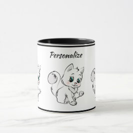 Taza Café de gato de gato de pequeño gatito lindo