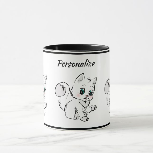 Taza Café de gato de gato de pequeño gatito lindo (Centro)