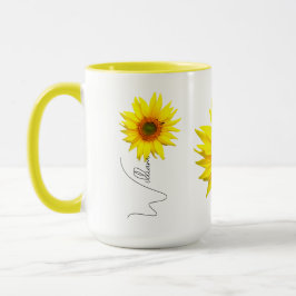 Taza Café de girasol Mug (Nombre y Monogramado inicial)