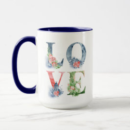 Taza Café de impresión floral gráfica apilada de amor d