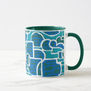 Taza Café de jengibre blanco azul turquesa, azul y verd