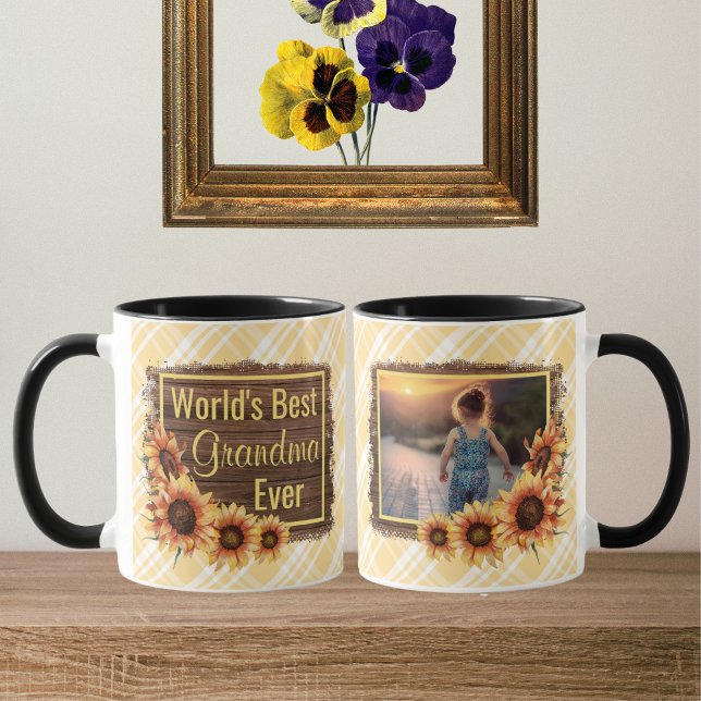 Taza Café De La Abuela De Plaid Y Sunflowers Mug (Subido por el creador)