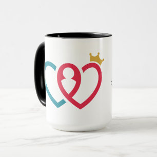 Taza Café de Pareja Corona de Reina Corazón Entrelazado
