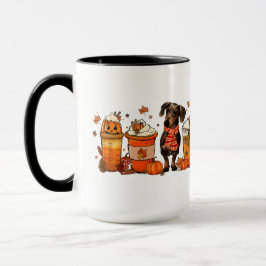 Taza Café de perro de otoño, tazón de perro de Dachsund