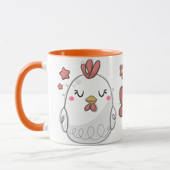 Taza Café de pollo dibujado con mano rústica (Izquierda)