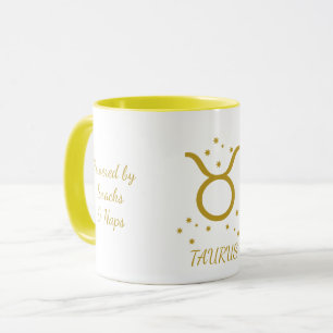 Taza Café de Tauro de Tipografía Dorada Simple