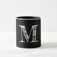 Café de té negro monograma blanco Personalizado