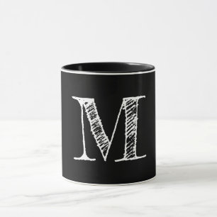 Taza Café de té negro monograma blanco Personalizado