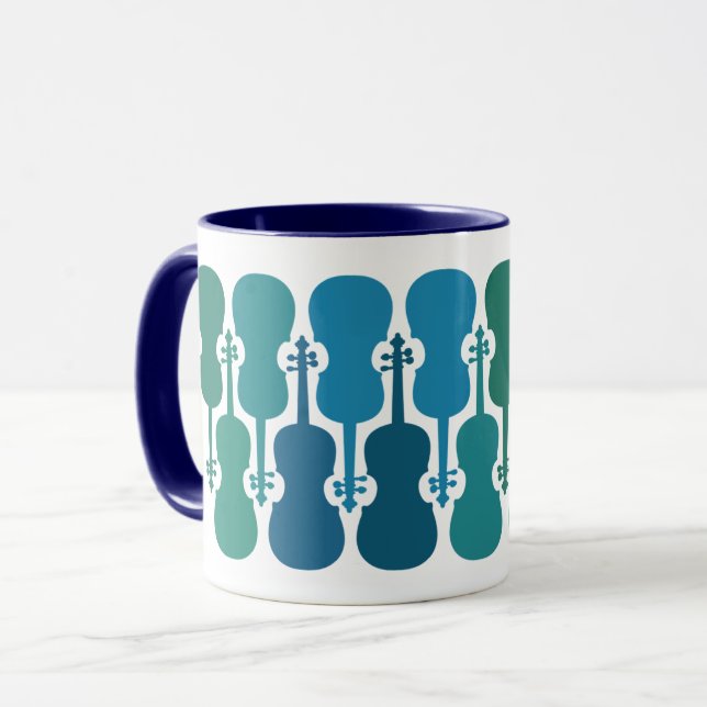 Taza Café de violín azul y verde (11 oz) (Anverso izquierdo)