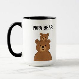 Taza Café del oso papá dibujado a mano y el bebé oso