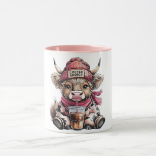 Taza Café delicioso de café de vaca de la Cute Highland