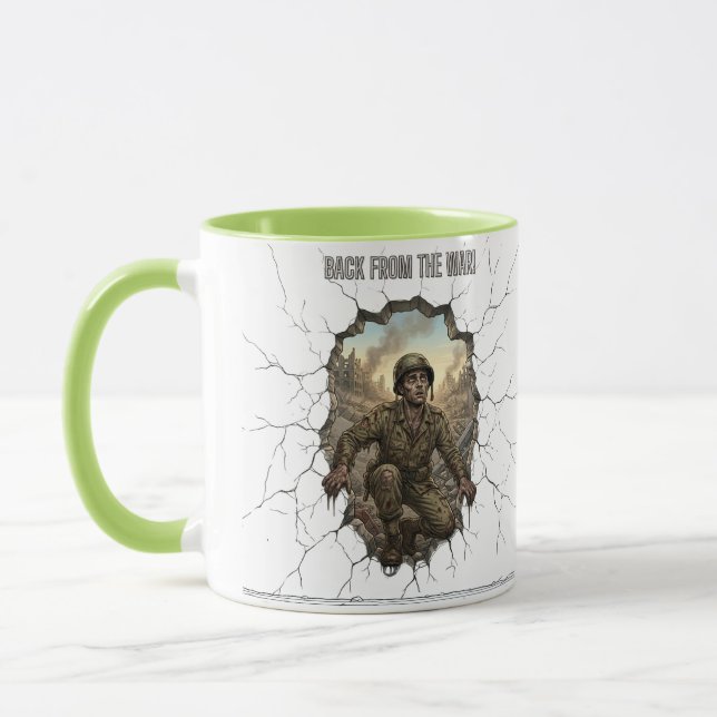 Taza Café Doble Exposición Soldado De Vuelta De La Guer (Izquierda)