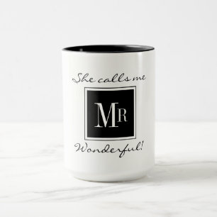 TAZA CAFÉ ELEGANTE MUG_ " SR. WONDERFUL" BLACK/WHITE