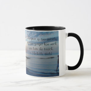 Taza Café en la playa con cita Inspiradora