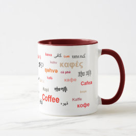 Taza Café en los otros idiomas (rojos)