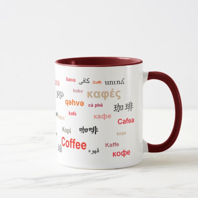 Taza Café en los otros idiomas (rojos) (Derecha)