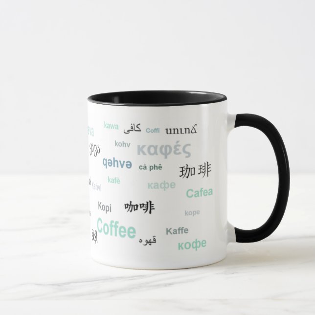Taza Café en los otros idiomas (turquesa) (Derecha)