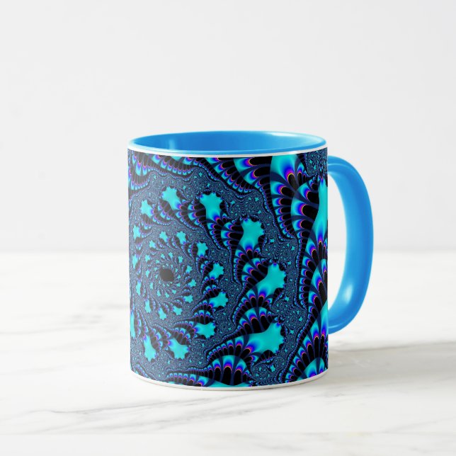 Taza Café espiral de remolino Verde azulado personaliza (Anverso derecho)