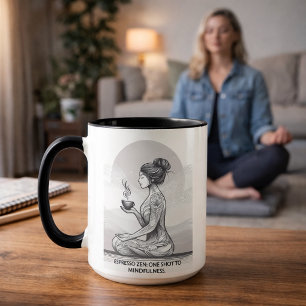 Taza Café Espresso Consciente Meditación Zen Un Tiro Bu