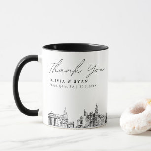 Taza Café Filadelfia Simple de boda personalizada