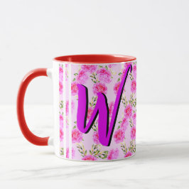 Taza Café floral con bonitas flores rosadas