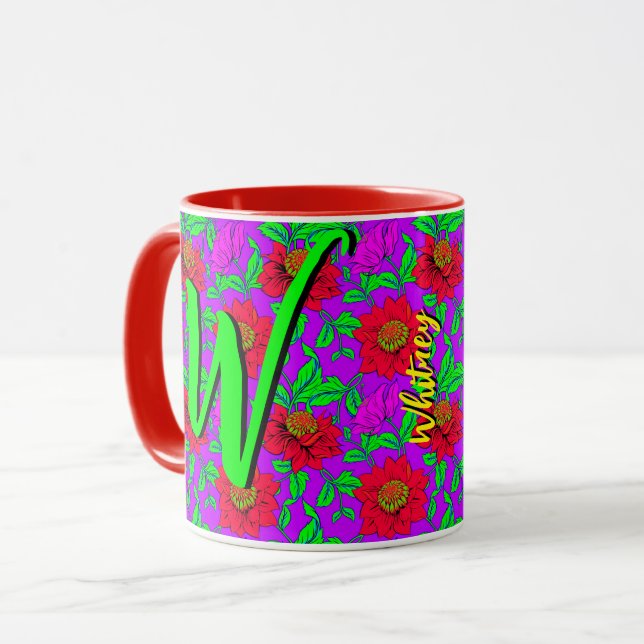 Taza Café floral Mug con un hermoso diseño de flores (Anverso izquierdo)