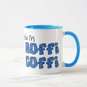 Taza Café galés: Hoffi Coffi, floral azul oscuro