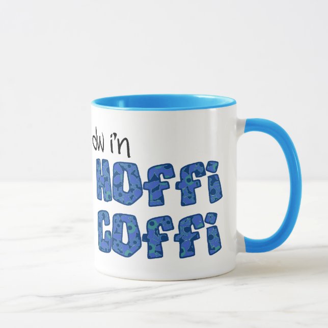 Taza Café galés: Hoffi Coffi, floral azul oscuro (Derecha)