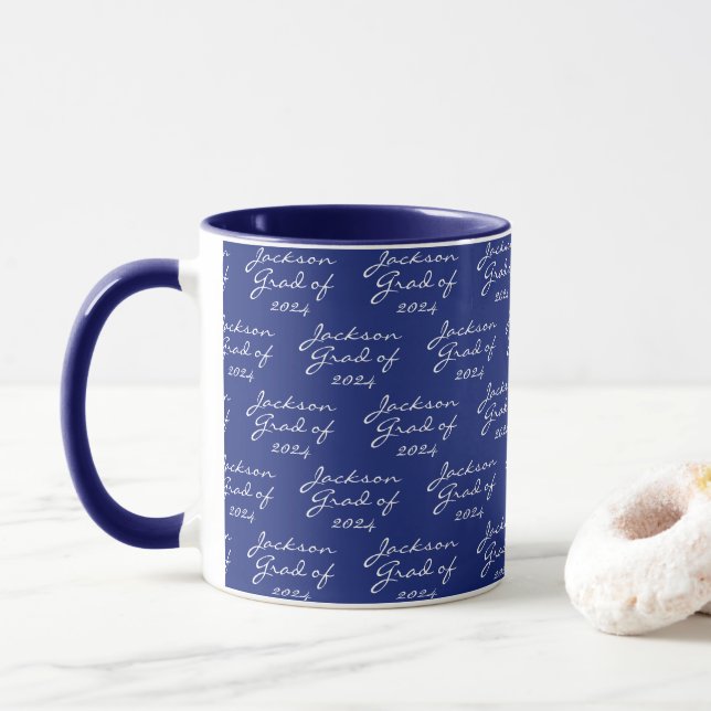 Taza Café Grad personalizado de la Marina de Graduación (Con donut)