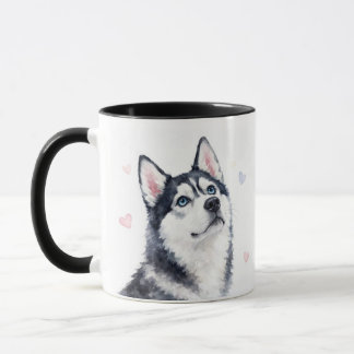Taza Café Hermosos Corazones Husky Siberiano