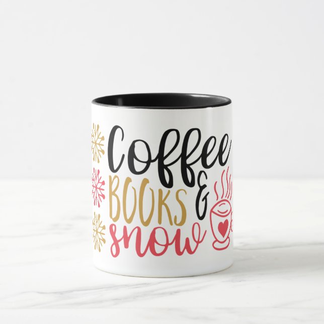 Taza Café, libros y Mug de nieve (Centro)
