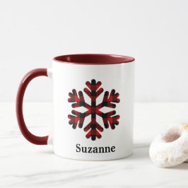 Taza Café Monograma de Snowflake con Buffalo Rojo